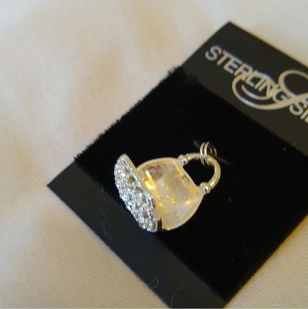 STERLING SILVER Vintage Charms with Crystals Set of 2 - Picture 5 of 10